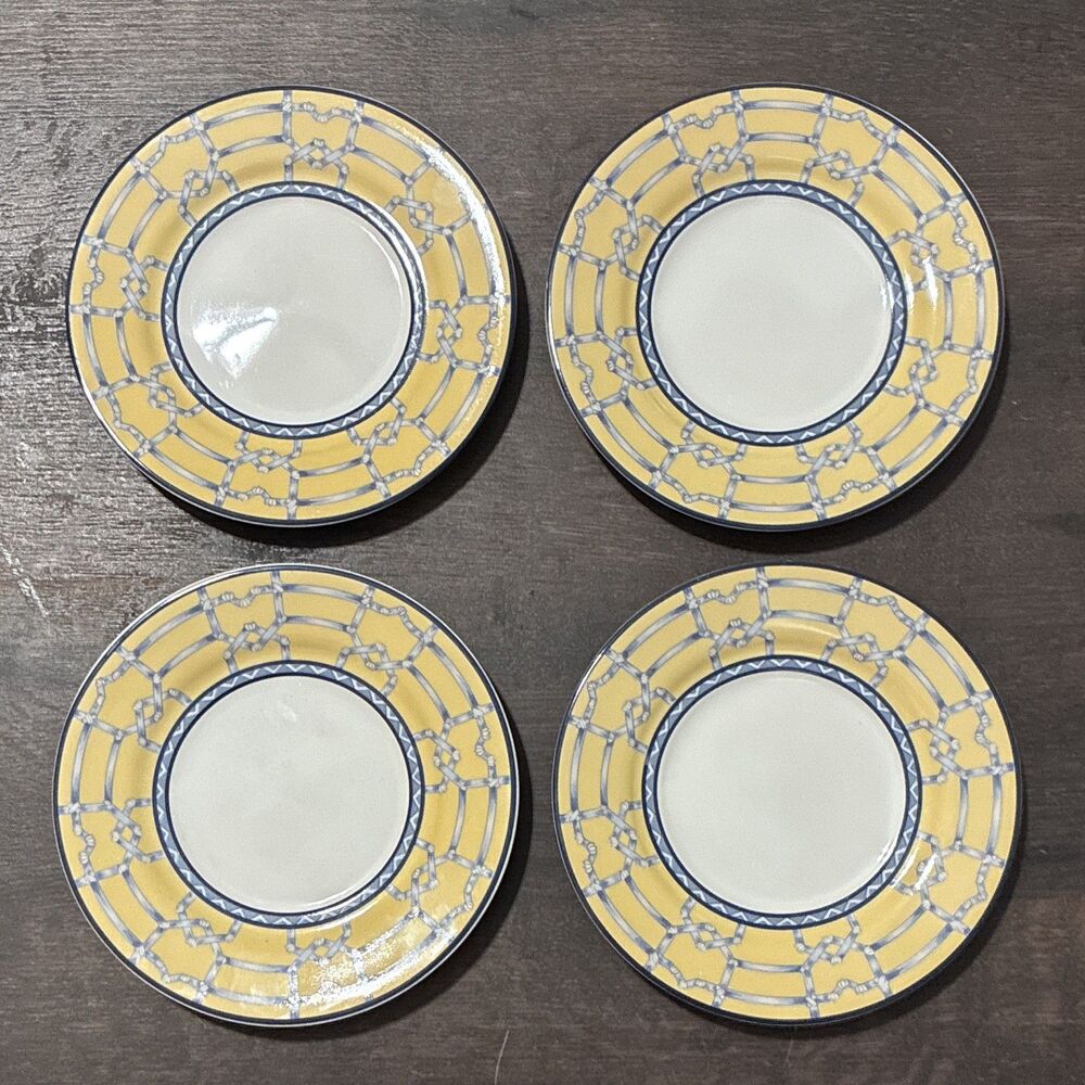 PTS International Palace Garden “Fantasia” Plates 5" Set of 4 Yellow/Blue/White